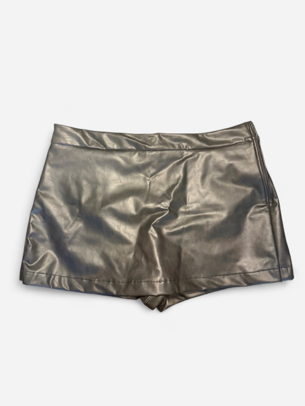 Altar'd State Brown Faux Leather Skort Shorts Size M